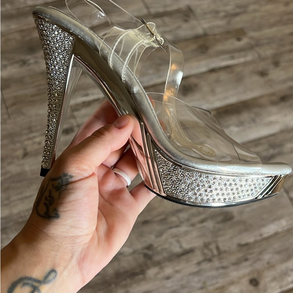 Shoe Fairy Silver Rhinestone Stiletto Heels